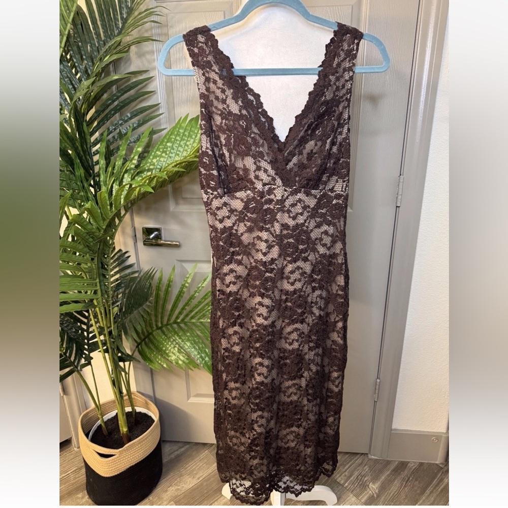 Mica Brown Lace Sleeveless Dress Size Small
